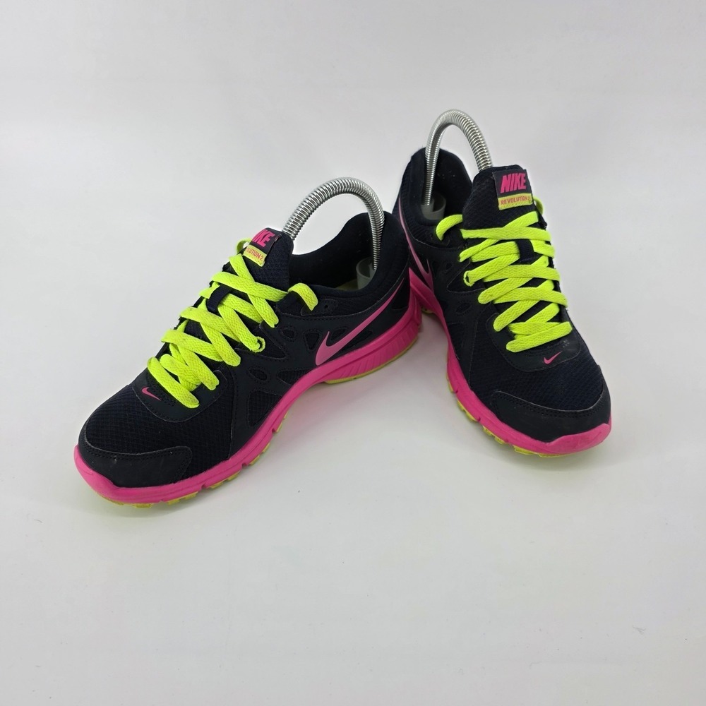 Nike Revolution 2 Womens Running Shoes Black Pink Neon Yellow 554900-463 Size 7